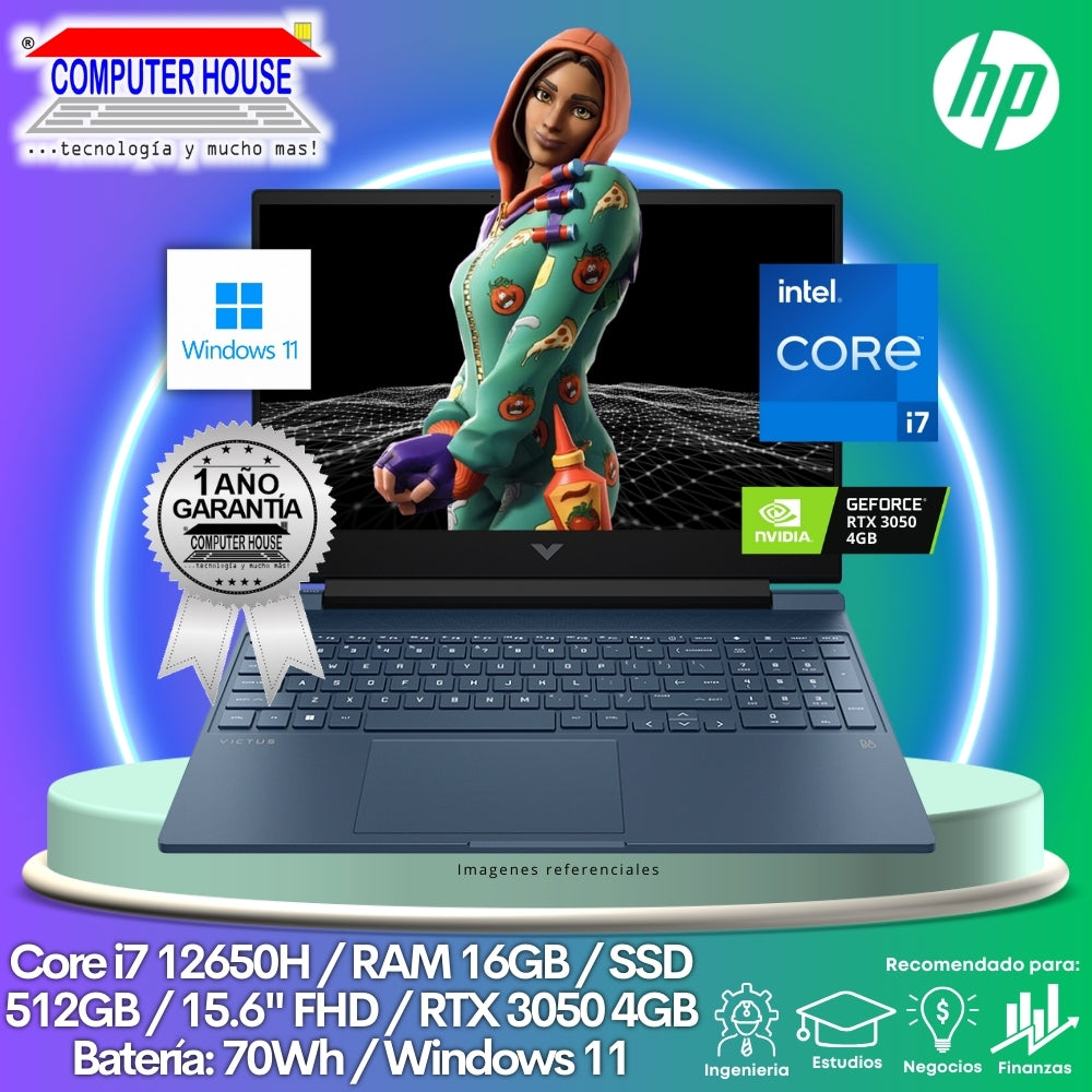 Laptop HP Victus, Core i7-12650H, RAM 16GB, SSD 512GB, Video RTX 3050 4GB, 15.6
