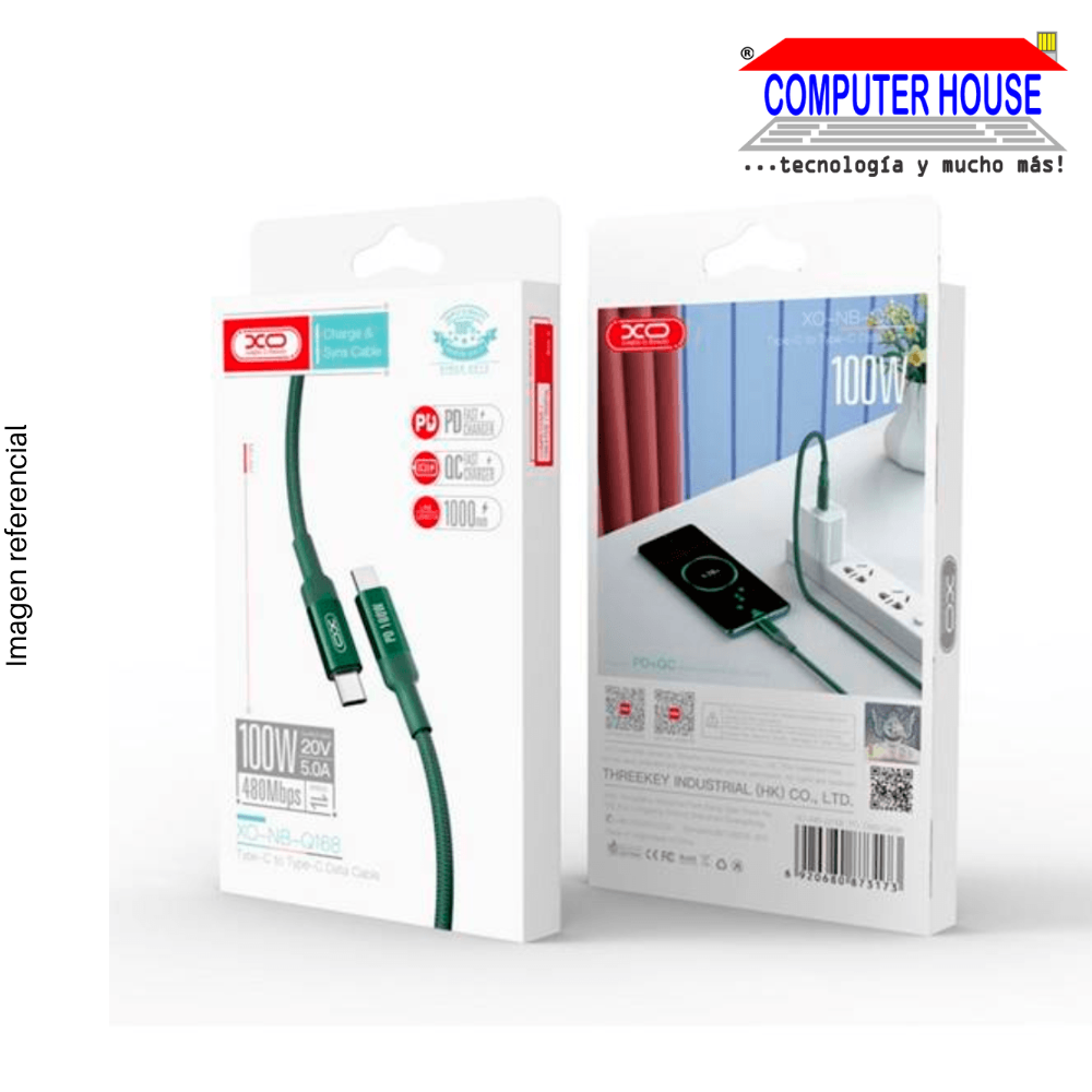 XO CABLE | 100W | Type-C To Type-C | Braided Nylon 1m (NB-Q168)