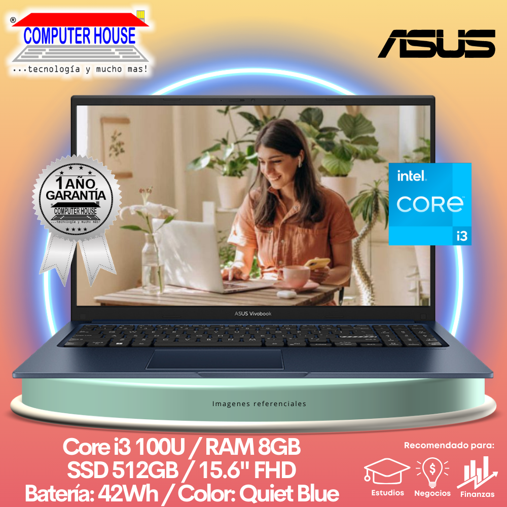 Laptop ASUS VIVOBOOK 15, Core i3-100U, RAM 8GB, SSD 512GB, 15.6