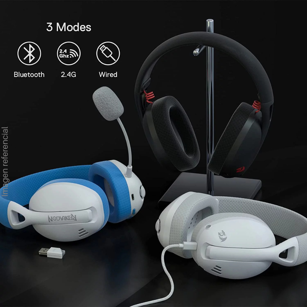 REDRAGON H848BK Ire Wireless Headset, 7.1 Sound, Detachable Microphone, Bluetooth, Black.