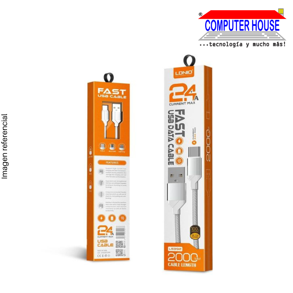 LDNIO CABLE | TYPE C | 2.0m | WHITE (LS392)