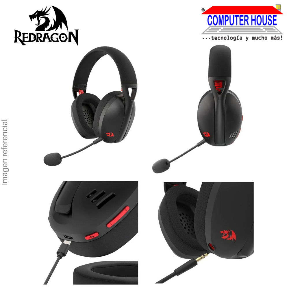 REDRAGON H848BK Ire Wireless Headset, 7.1 Sound, Detachable Microphone, Bluetooth, Black.