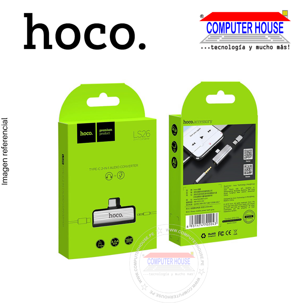 Adaptador Tipo C 2 en 1 Audio Converter HOCO LS26