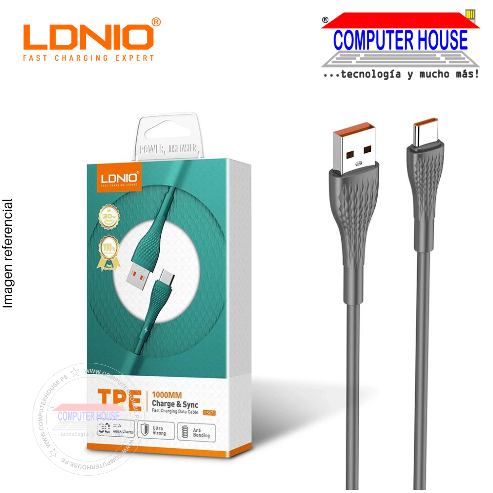 LDNIO LS671 fast charging Type C cable, 1 meter, 30W.