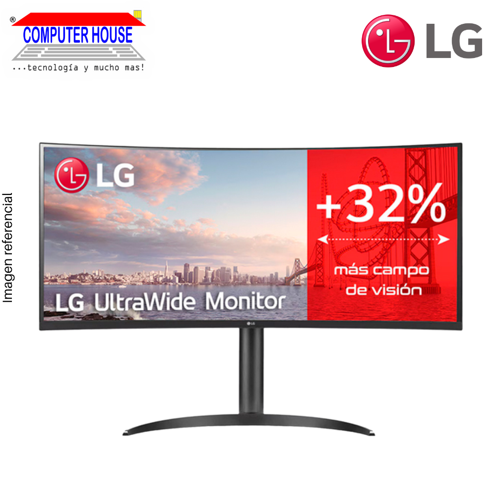Monitor LG 34" 34WQ75C-B UltraWide, Curvo, QHD, IPS, resolución 3440x1440, 2xHDMI, 1xDisplayPort, LAN, USB-C, USB-A.