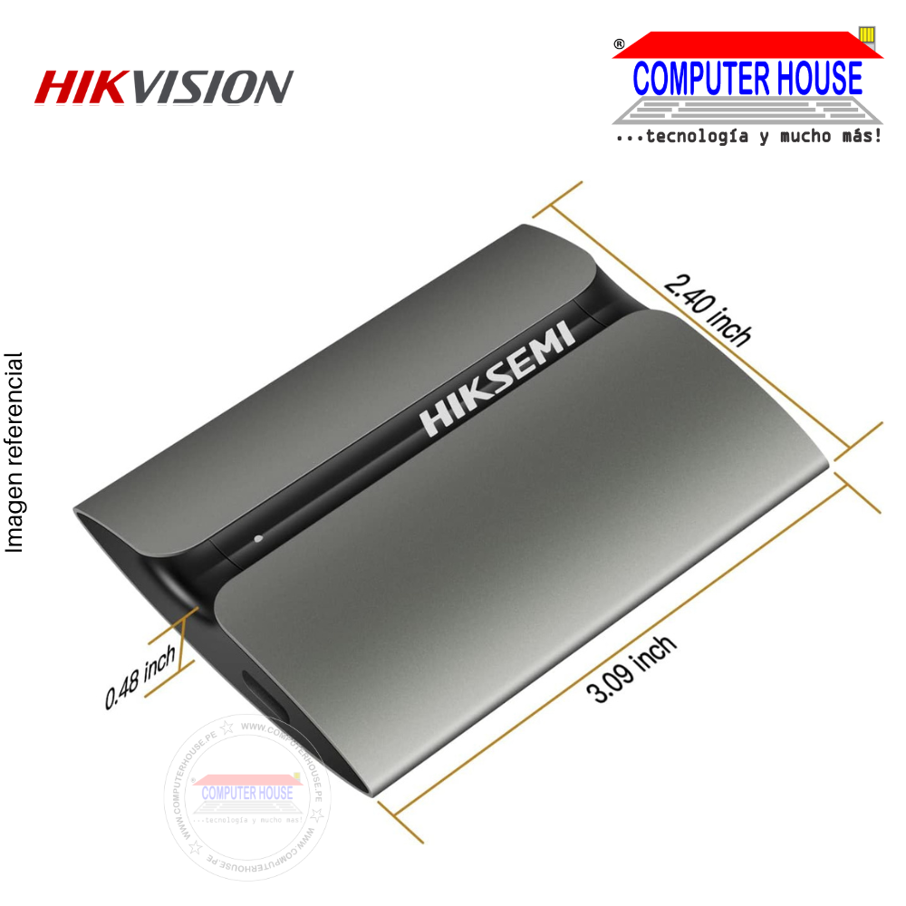HIKVISION Disco Duro Externo SSD Portátil 512GB, hasta 560MB/s Velocidad de Lectura, USB 3.1 Tipo C Unidad de Estado Sólido Externa para Android, Tableta, PC, Computadora Portátil (Gris) - T300S