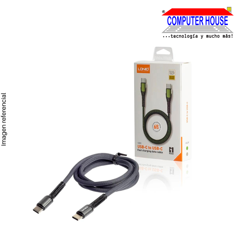 CABLE LDNIO | carga Rápida | USB-C a USB-C | 1 m 65w (LC101)