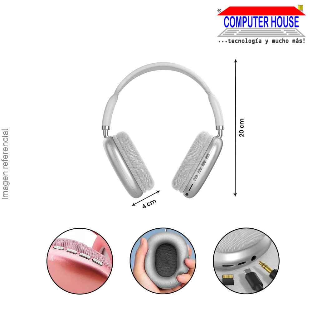 Audífono Inalámbrico P9 MAX vincha, Bluetooth, Micrófono con estuche - Colores