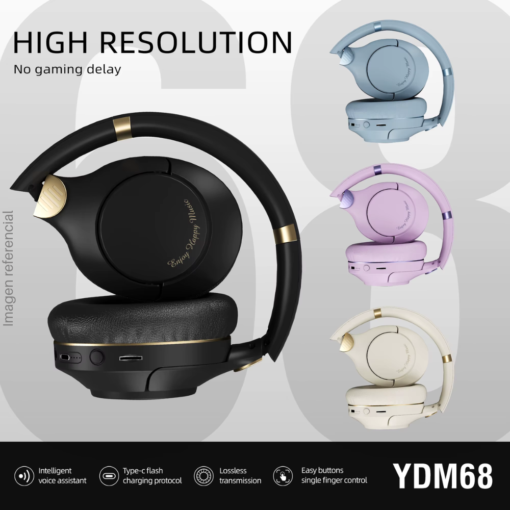 YDM68 Wireless Headphones with Noise Cancelling Headband, Bluetooth, Microphone - Colors