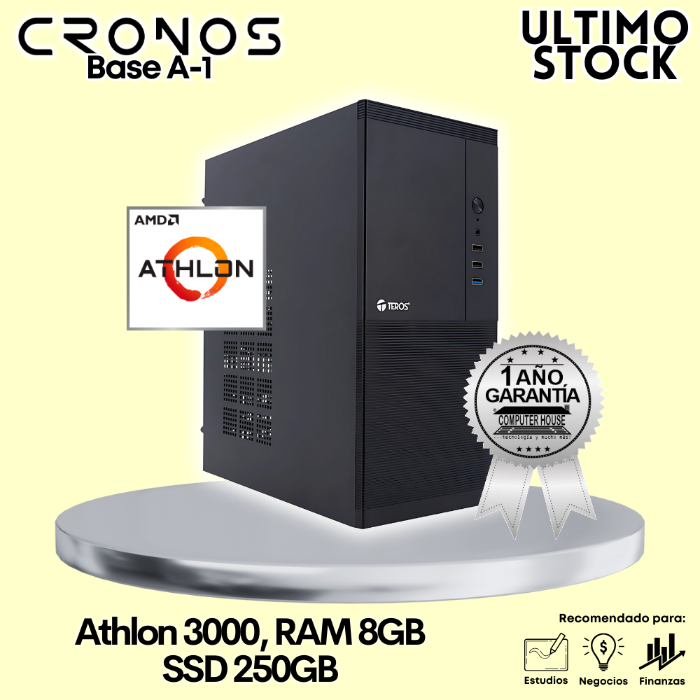 Ultimo Stock: Solo CPU CRONOS Base A-1, RAM 8GB, SSD 250GB.