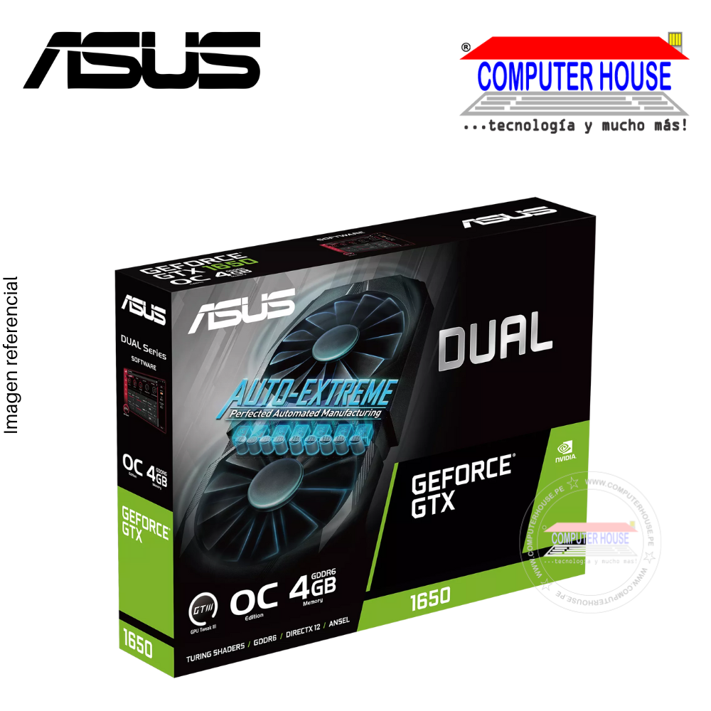 Tarjeta de video ASUS GTX1650 Dual OC Edition 4GB GDDR6 EVO, PCI-E 3.0 (DUAL-GTX1650-04GD6-P-EVO)