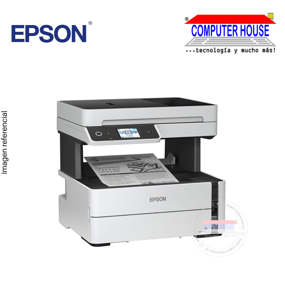 Impresora con Sistema Continuo EPSON M3170, A4, Multifuncional (imprime, copia y escanea), Monocromática, USB/Wi-Fi/LAN/ADF/FAX.