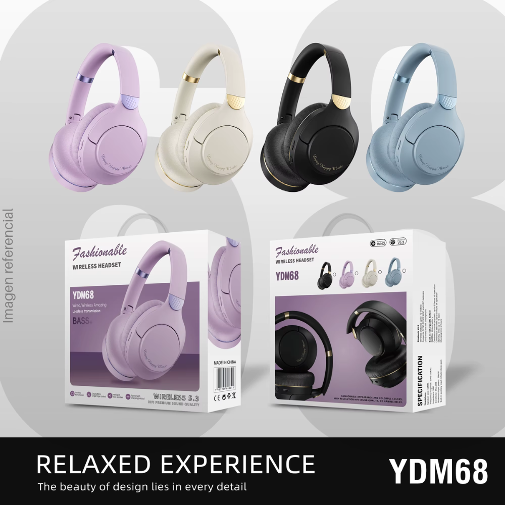 YDM68 Wireless Headphones with Noise Cancelling Headband, Bluetooth, Microphone - Colors