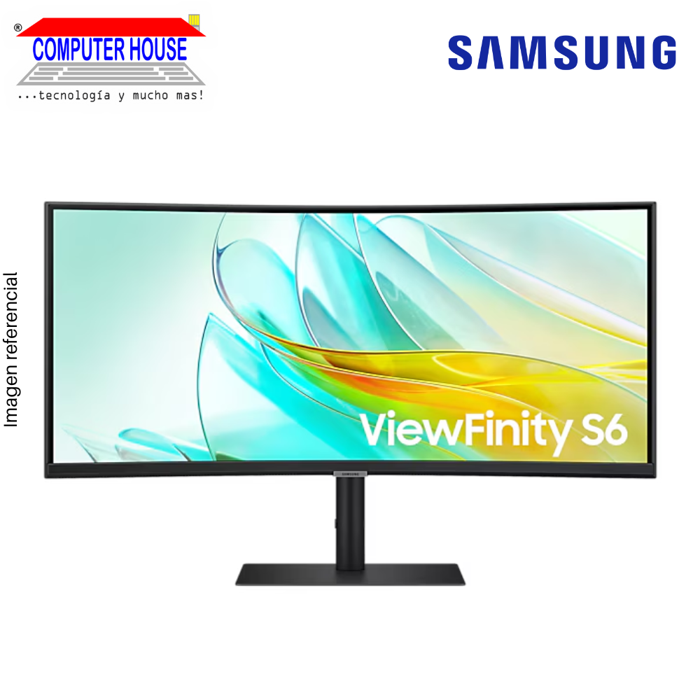 Monitor SAMSUNG 34" ViewFinity S6 S65UC QHD 100Hz Monitor High Resolution Curvo.