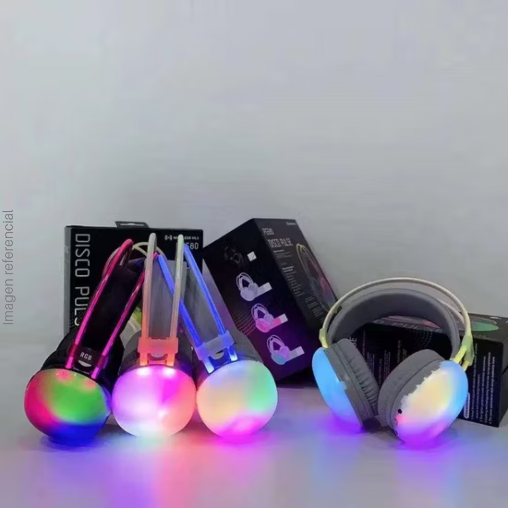 PG580 Wireless Headphones with RGB Lights, Bluetooth, Microphone - Colors