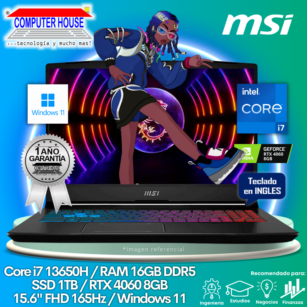 Laptop MSI Pulse 15 , Core i7-13650H, RAM 16GB DDR5, SSD 1TB, Video RTX4060 8GB, 15.6