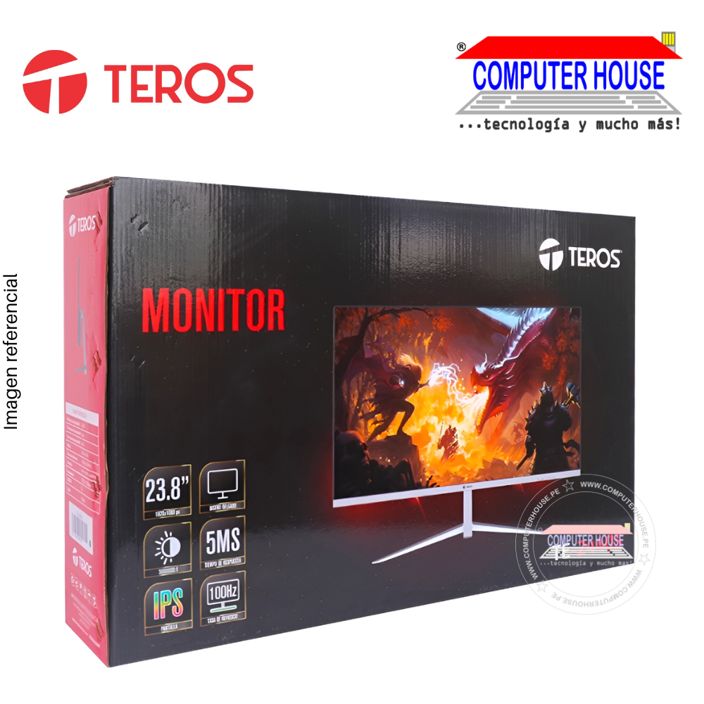 TEROS Monitor Gamer 23.8" TE-2440S, Flat (plano), 1920x1080 FHD, IPS, 100Hz, 5MS, HDMI/VGA.