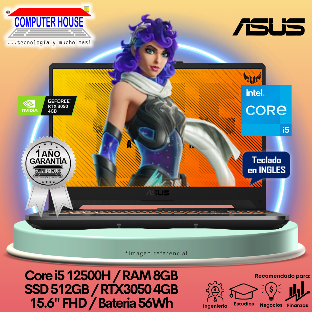 Laptop ASUS TUF FX507ZC4, Core i5-12500H, RAM 8GB, SSD 512GB, 15.6