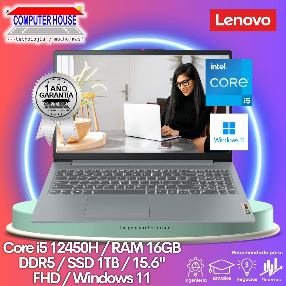 Laptop LENOVO IdeaPad Slim 3, Core i5-12450H, RAM 16GB DDR5, SSD 1TB, 15.6