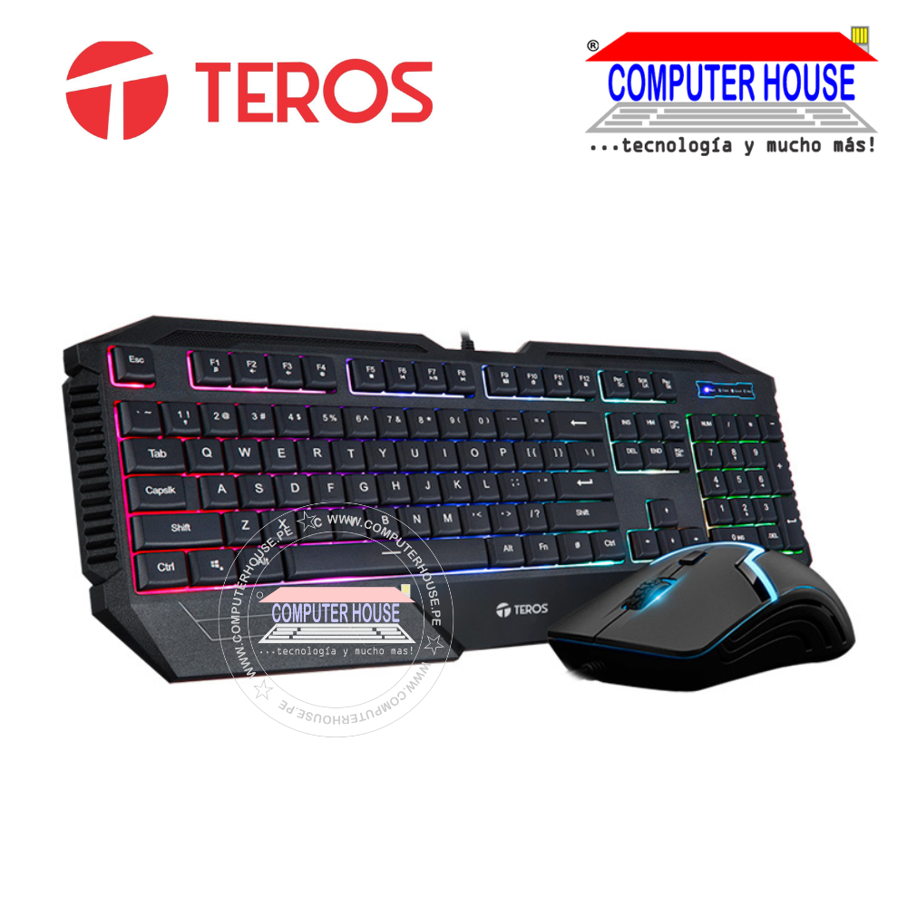 TEROS Kit gamer Teclado Mouse TE-4140N conexión USB.