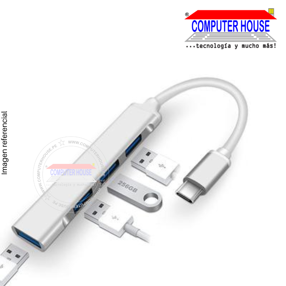 Extensión USB-C, Hub USB Tipo C Hochi, 4 puertos 3.0
