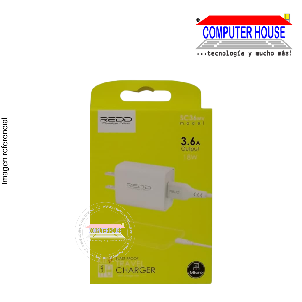 Cargador para celular conexión micro USB 3.6A (V8).