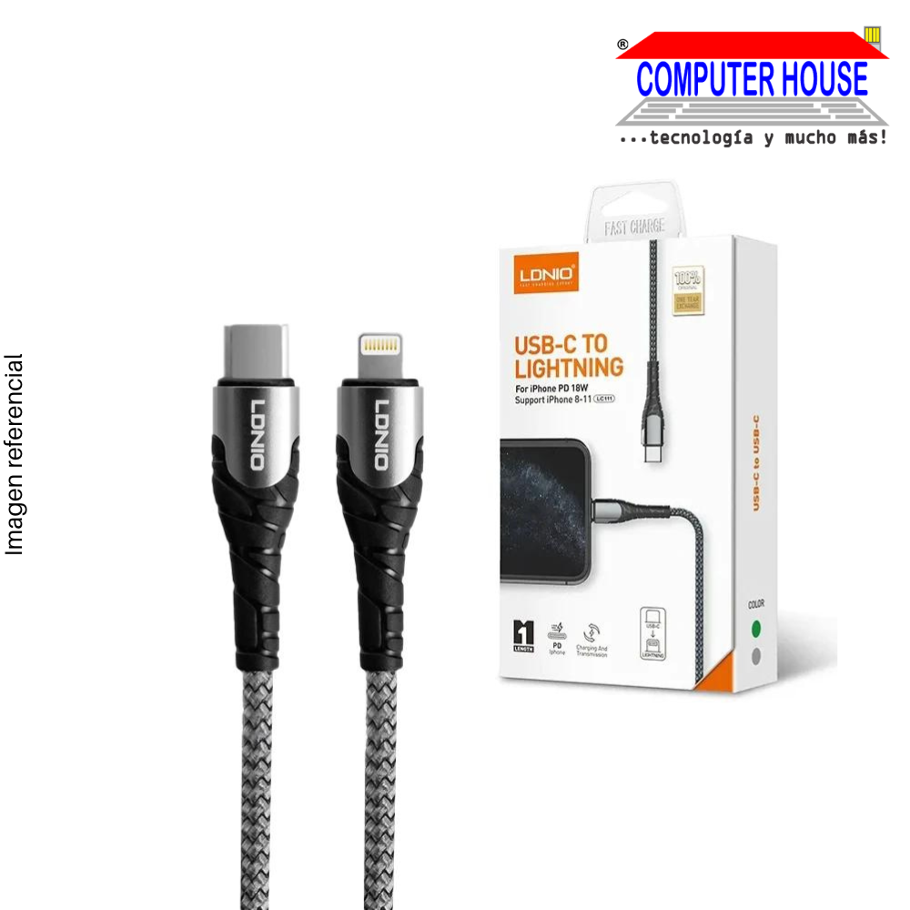 LDNIO CABLE | USB-C to LIGHTNING | 1M BLACK (LC111)