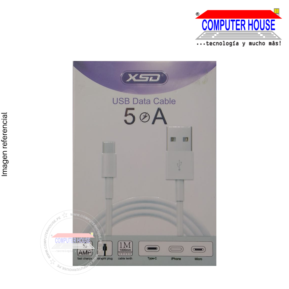 Type-C to USB-A XSD cable, 5A, 1 meter.