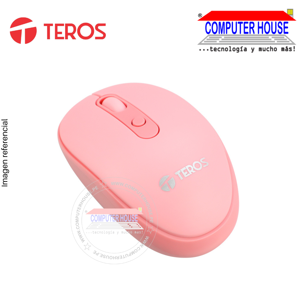 TEROS Mouse inalámbrico TE5075 Rosado 1600 dpi conexión USB.