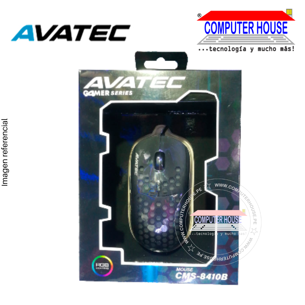 Mouse Alambrico AVATEC CMS-8410B, LED RGB