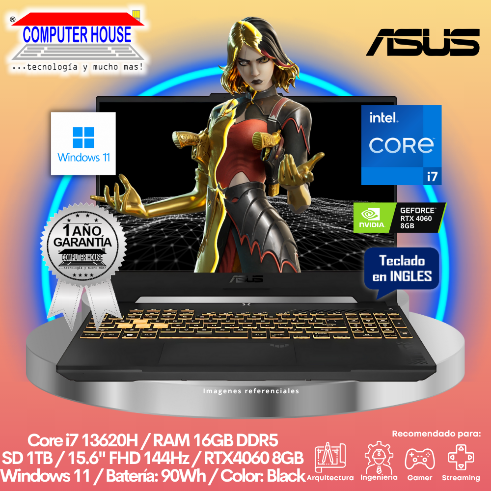 MSI Cyborg A13VF Laptop, Core i7-13620H, RAM 16GB DDR5, SSD 512GB, Video RTX4060 8GB, 14" FHD 144Hz, English Keyboard, Windows 11.