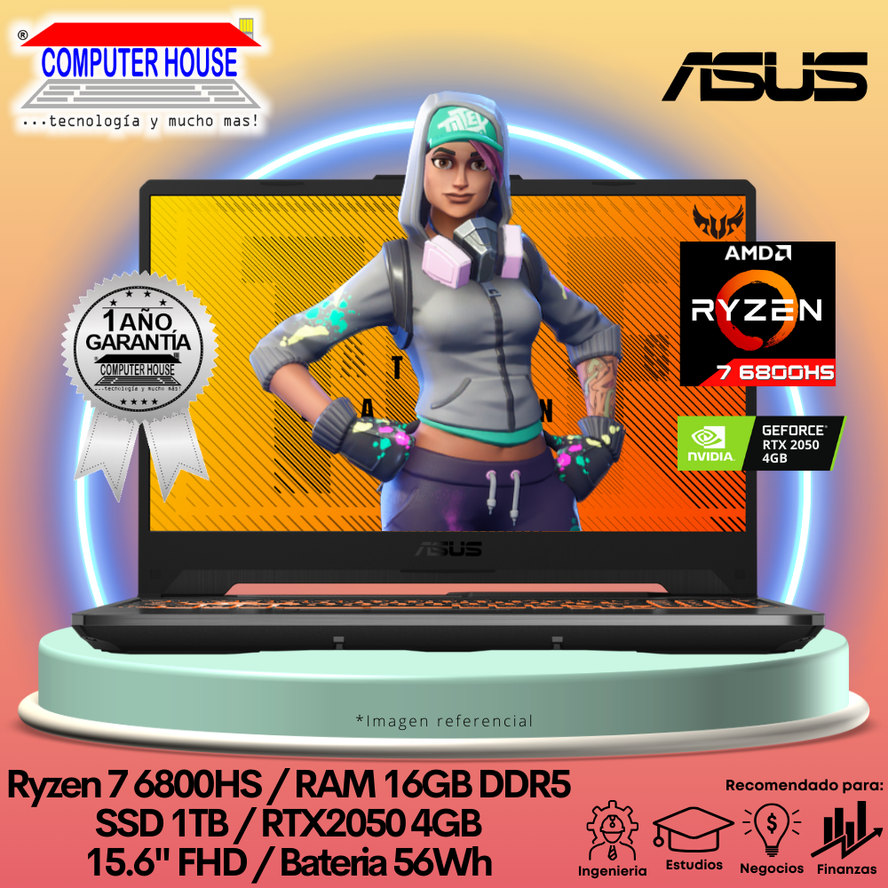 Laptop ASUS TUF FA507RF, Ryzen 7-6800HS, RAM 16GB DDR5, SSD 1TB, 15.6
