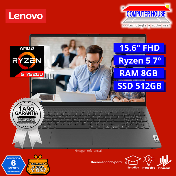 Portátil Lenovo ideapad 3 AMD Ryzen 5 7520U Ram 8 GB Ssd 512