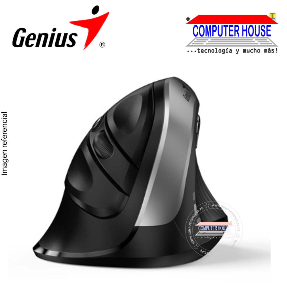 GENIUS Mouse inalámbrico 8250S ERGO Vertical 6-BOT Silver GREY (31030031401)