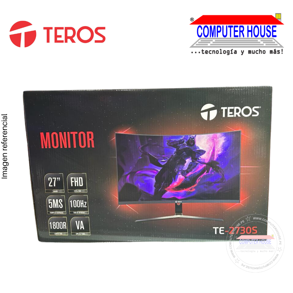 TEROS Monitor Gamer 27" TE-2730S, Flat (plano), 1920x1080 FHD, VA, 100Hz, HDMI, 5 MS.