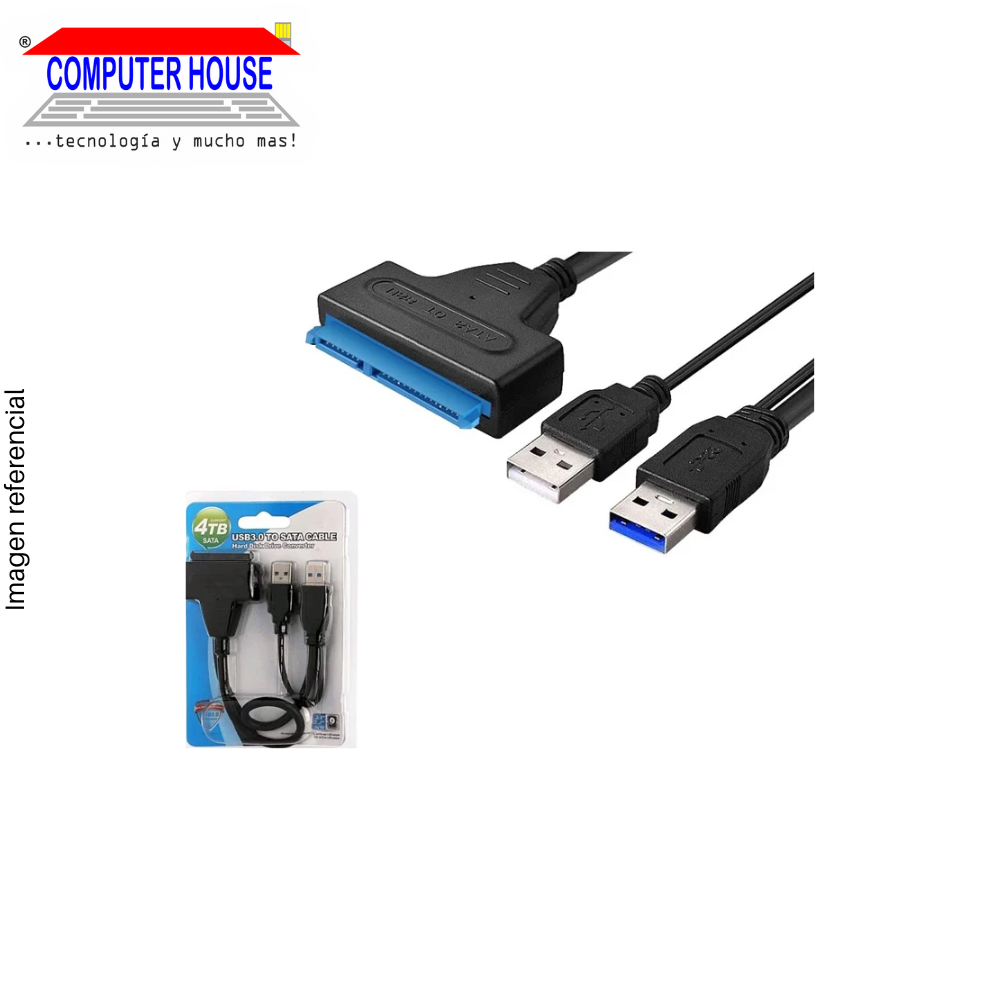 Adaptador para Disco genérico, 1xSATA a 2xUSB (Data y Energía), para Discos 3.5" y 2.5".