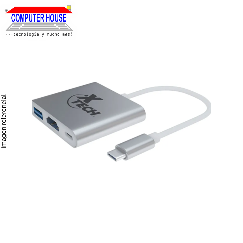 XTECH 565 Type-C Video Adapter, 3-in-1 (HDMI + USB + Type-C)