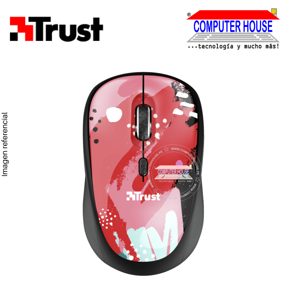 TRUST YVI Mouse inalámbrico BRUSH Rojo conexión USB.