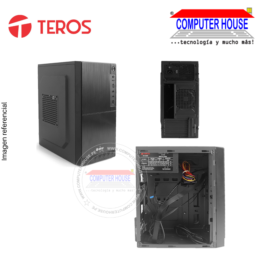 Case Teros TE1027, Micro Tower, Black, Con fuente 600W.