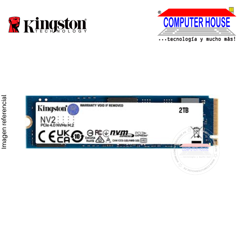 Disco Sólido 2TB KINGSTON M.2 NVMe PCIe NV2 (lectura 3500 MB/s, escritura 2800 MB/s, MAXIMO)