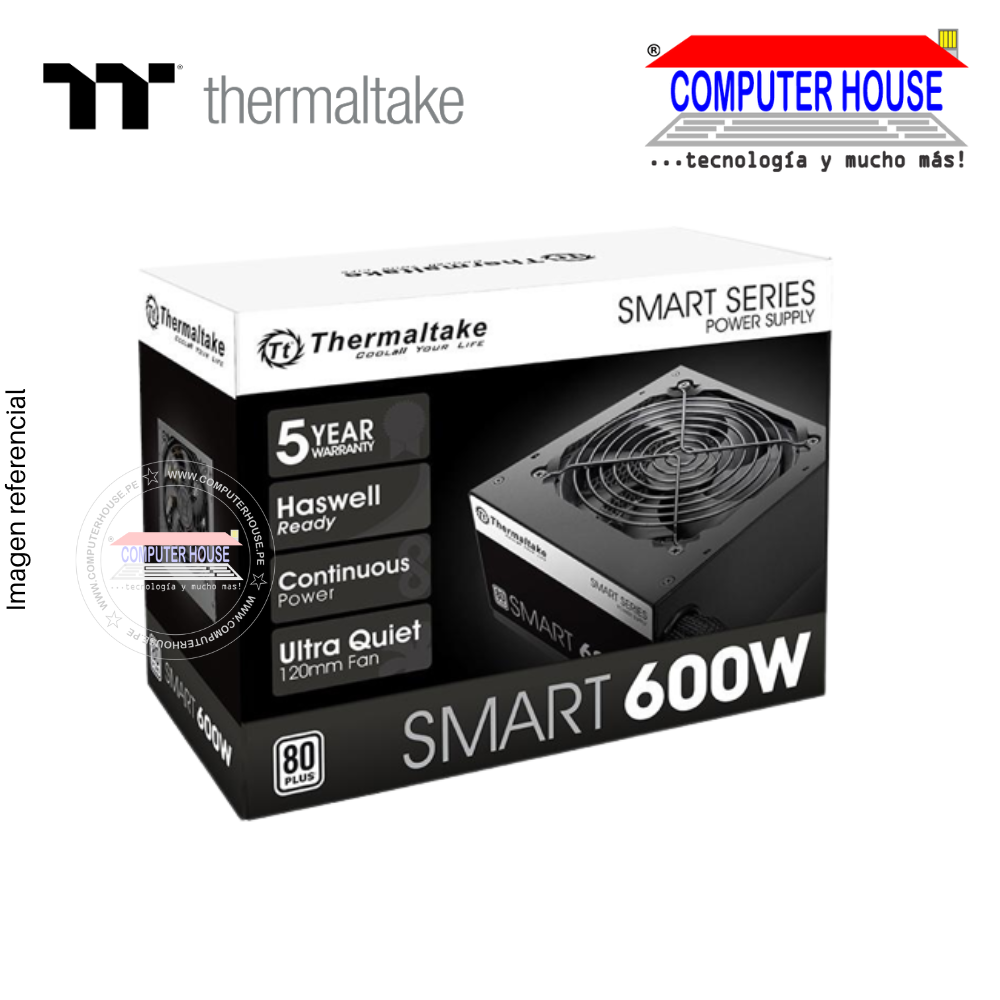 Fuente de poder THERMALTAKE Smart 600W, 80+ White. (PS-SPD-0600NPCW-W)