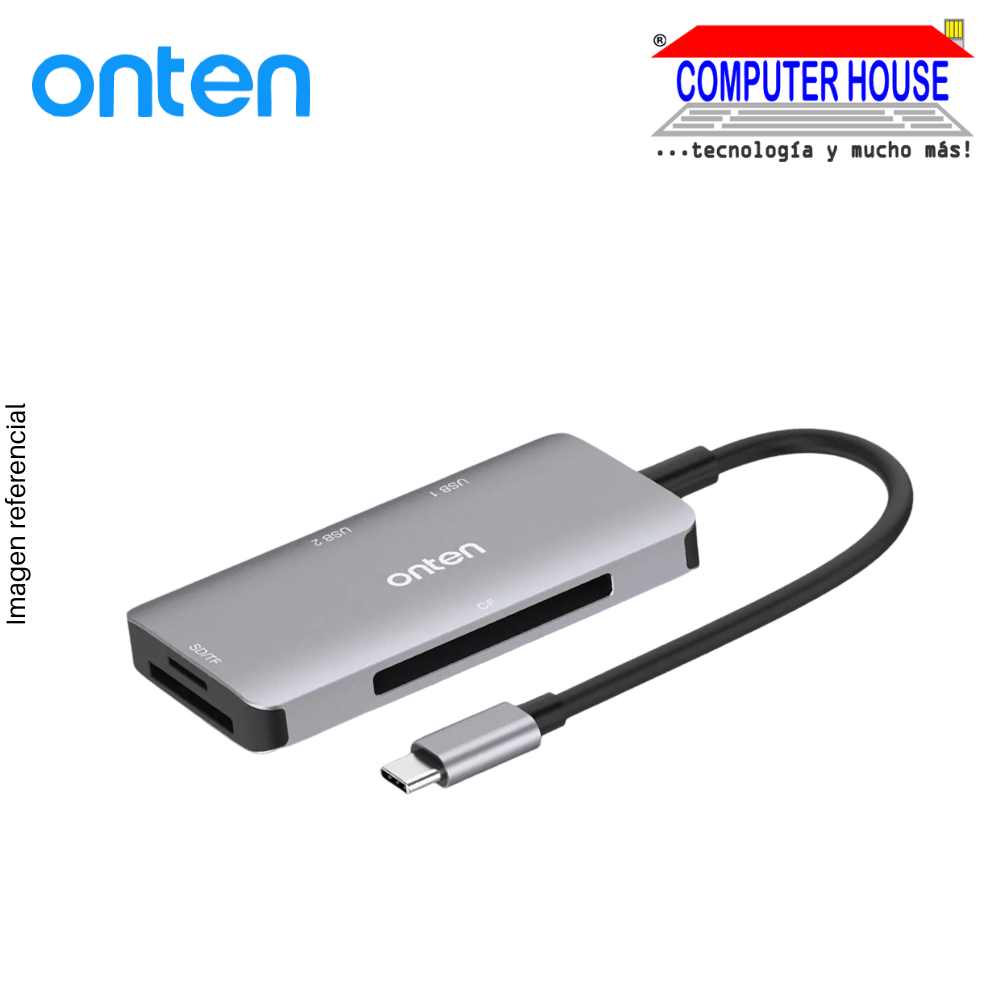 Extensión USB ONTEN 2 puertos USB 3.0 + SD/TF CardReader + CF CardReader cable 10cm conexión Tipo C, Hub USB (OTN-91182)
