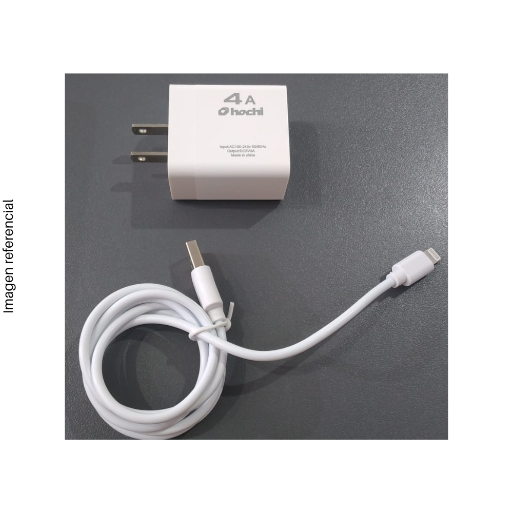 Cargador HOCHI USB a LIGHTNING 4A blanco