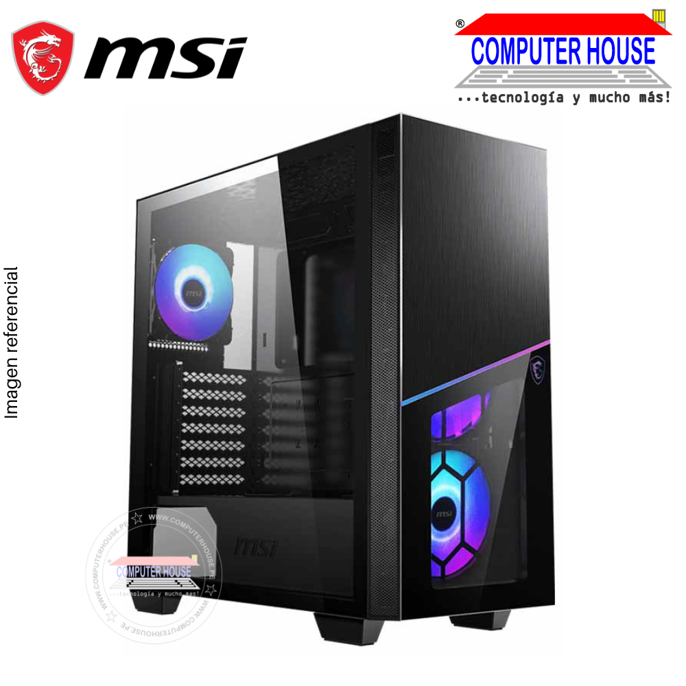 Case MSI MPG SEKIRA 100R, Black, SIN FUENTE, lateral trasparente, RGB. (MS7837PC)
