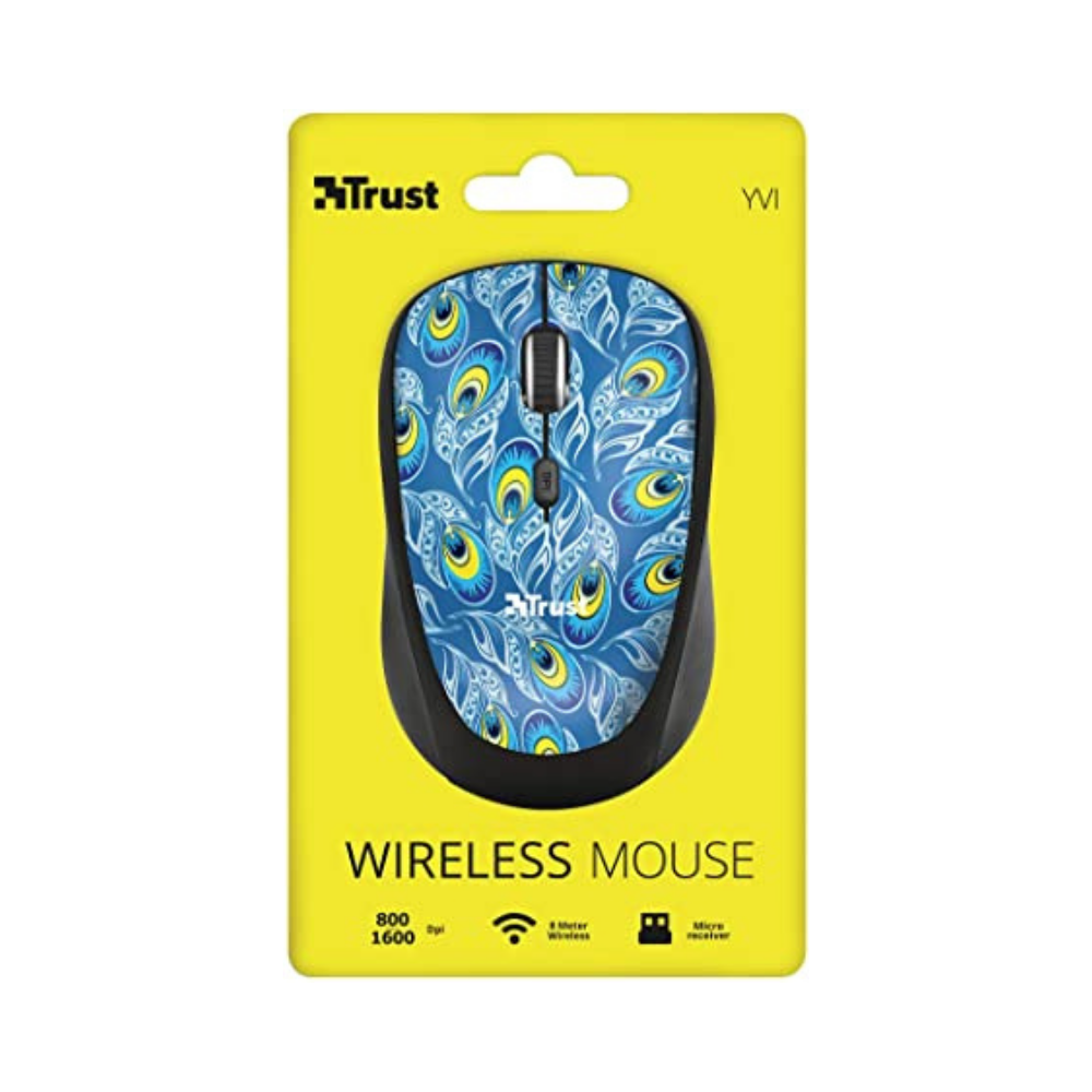 TRUST YVI Mouse inalámbrico  WIRELESS MOUSE - PEACOCK conexión USB.