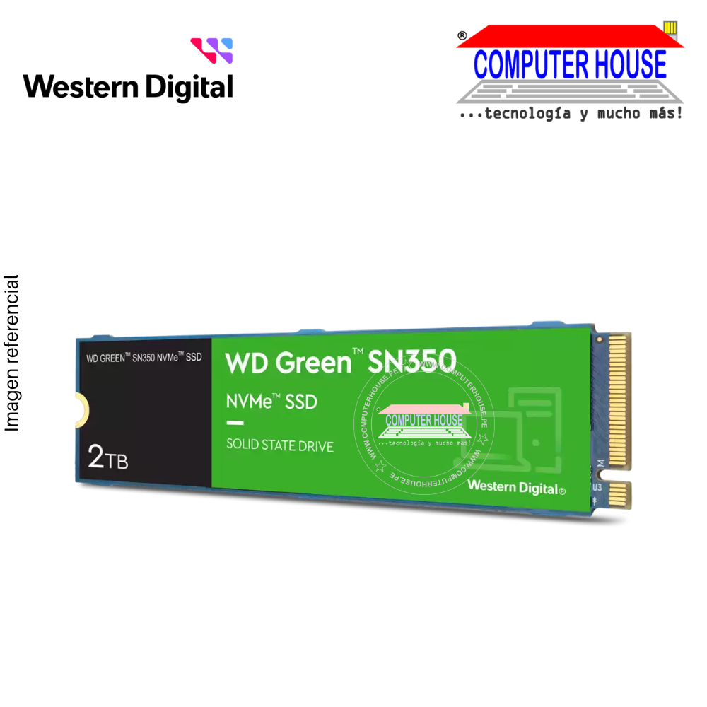 Disco Sólido 2TB WESTERNDIGITAL SSD M.2 NVMe PCIe SN350 (Velocidad máxima de lectura secuencial 3200 MB/s, Velocidad máxima de escritura secuencial 3000 MB/s)