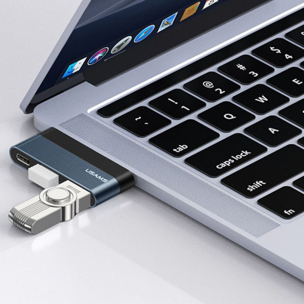 Extensión USB USAMS USB Tipo C a USB2.0(1), USB 3.0(1), USB Tipo C(1) Hub USB (US-SJ490)