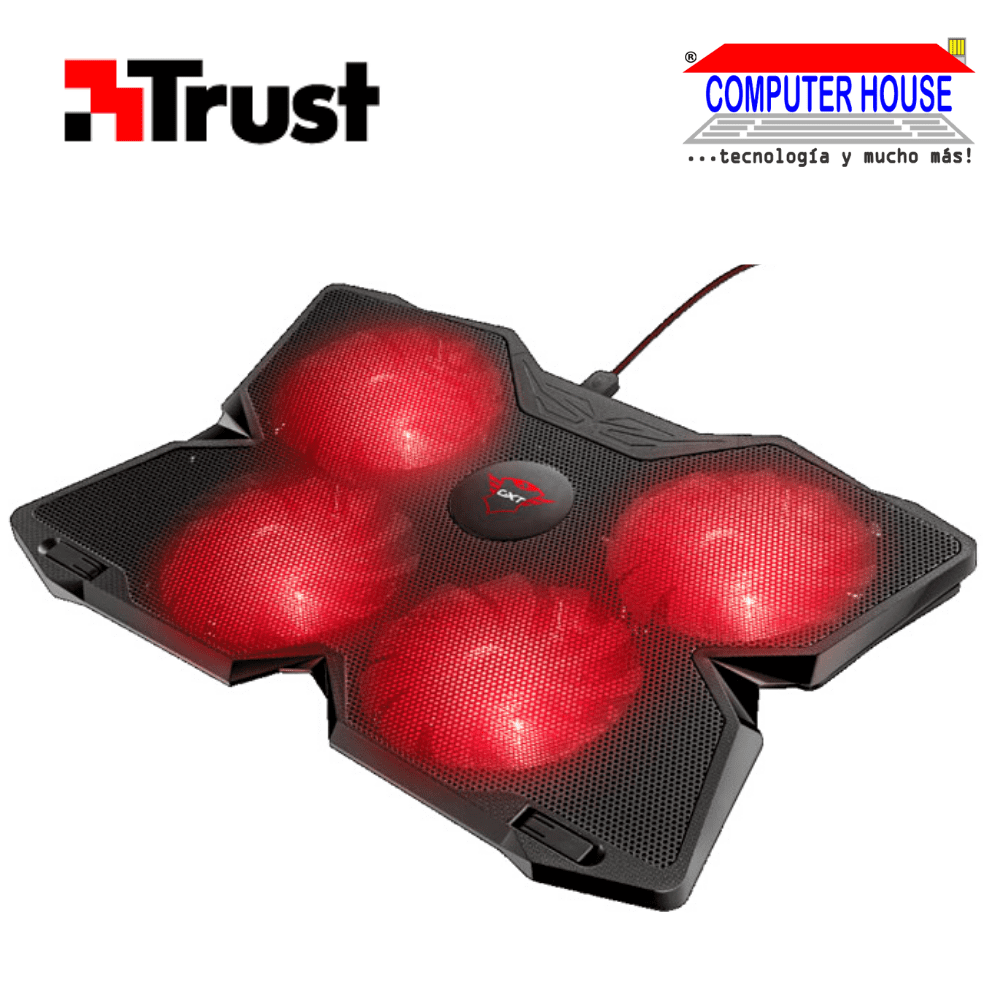 Cooler para laptop TRUST GXT 278 Yozu, 4 ventiladores, LED red, hasta 17.3