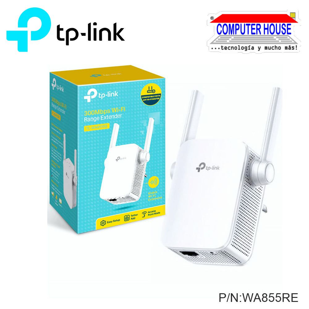 Extensor de Rango Wi-Fi TP-LINK TL-WA855RE PowerLine 300Mbps, 2.4GHz, Repetidor/Access Point.