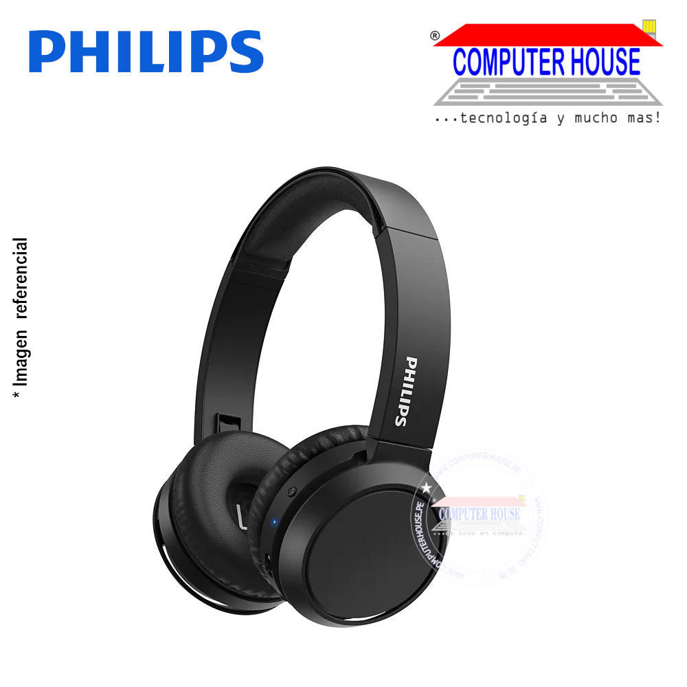PHILIPS audífonos inalámbricos TAH4205BK Bass Boost plegable con micrófono conexión tipo-C bluetooth negro.